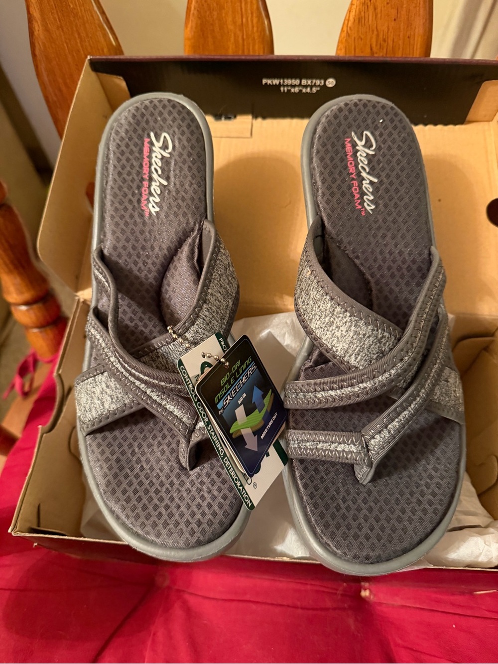 Skechers Gray Slip-On Adjustable Comfort Sandals